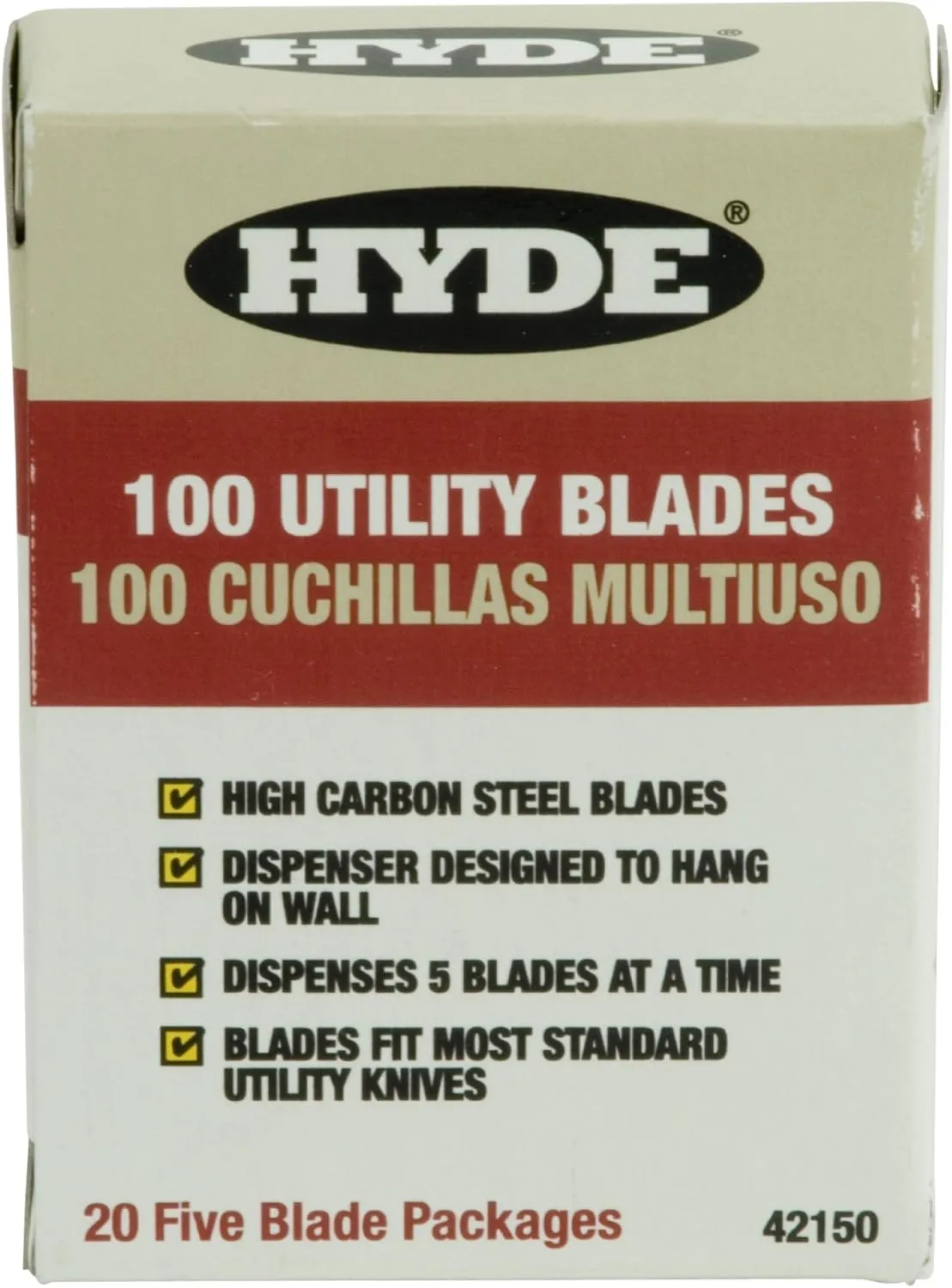 HYDE 42150 Heavy Duty (.025) Utility Blade Dispenser, 100 Blades