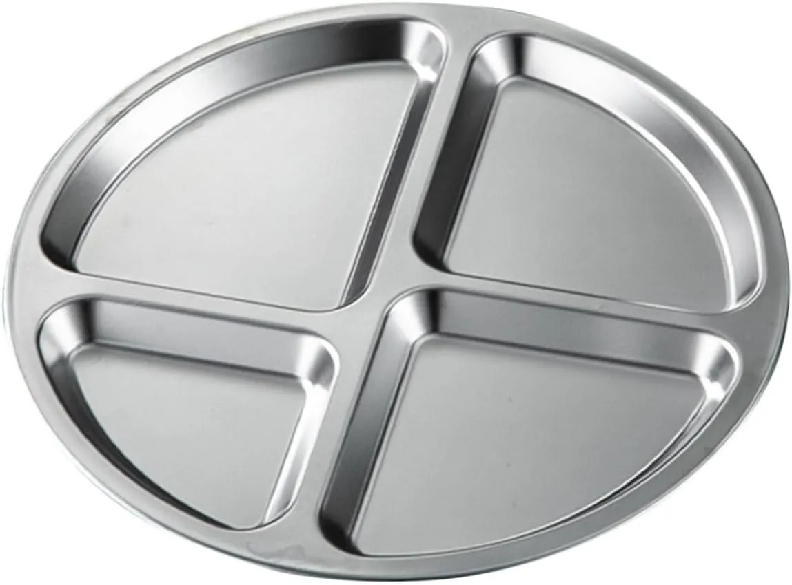 IMIKEYA Divided Plates for Eating Stainless Steel Compartment Plates Adult Size Tray