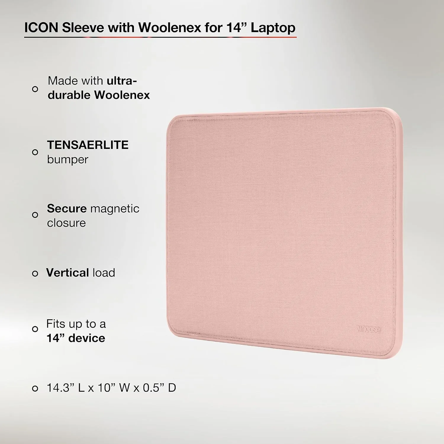 Incase ICON Sleeve with Woolenex - MacBook Pro 14 inch Case - 2024, 2023, 2022, 2021, M4, M3, M2, M1 - Fitted MacBook Case, Laptop Sleeve, Hard Cover, Durable, Lightweight - Blush Pink
