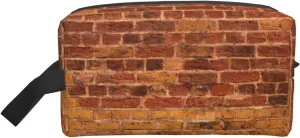 Industrial Brick Wall Background Print Toiletries Makeup and Daily Essentials Large Capacity Zippered Storage Travel Bag