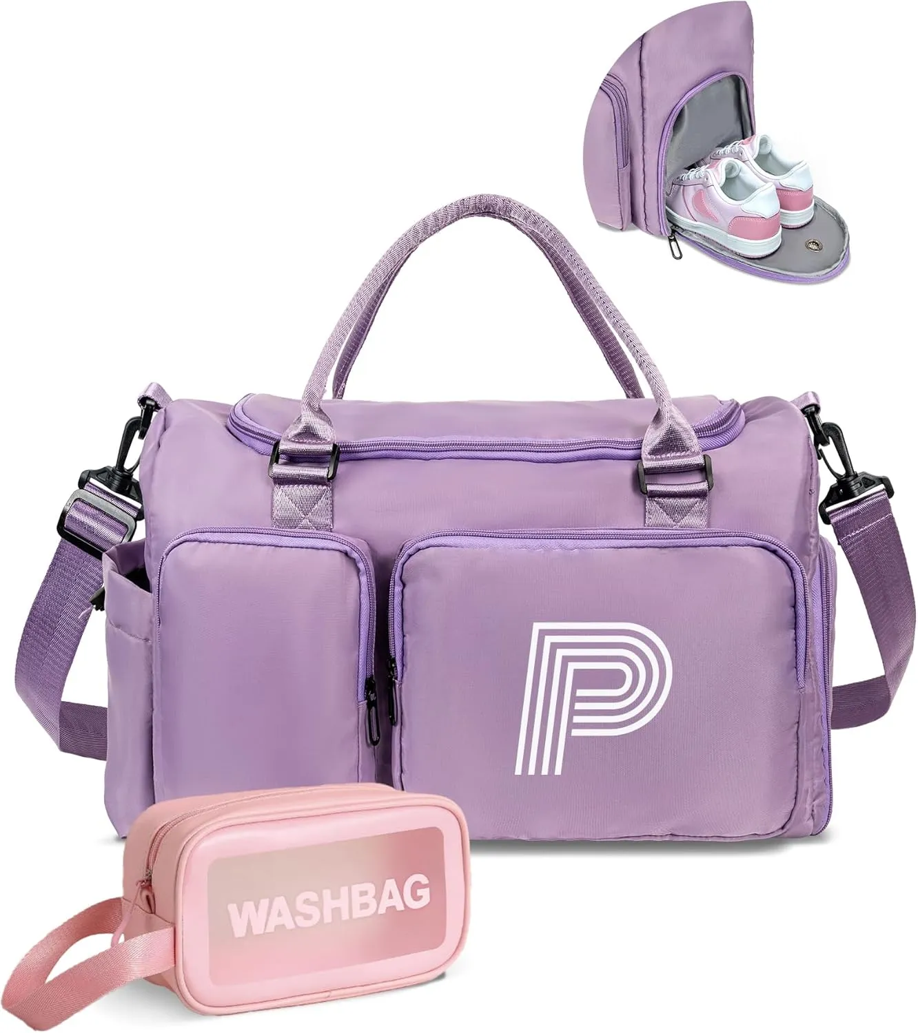 Initial Duffel Bag for Girls, Kids Duffel Bag, Graduation Gift Ideas 2025, Overnight Bag Sleepover Bag Gifts for women, Birthday Gifts for 8 9 10 11 12 13 14 15 16 17 18Year Old Girls