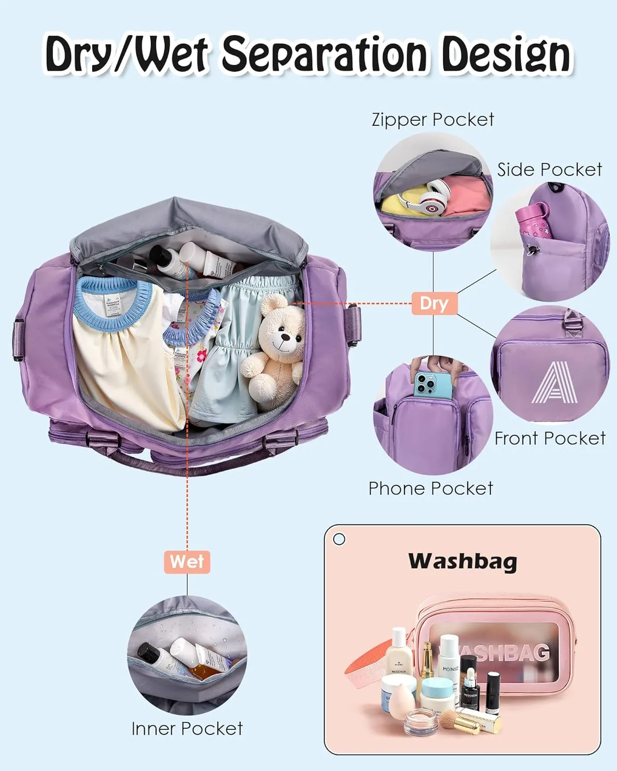 Initial Duffel Bag for Girls, Kids Duffel Bag, Graduation Gift Ideas 2025, Overnight Bag Sleepover Bag Gifts for women, Birthday Gifts for 8 9 10 11 12 13 14 15 16 17 18Year Old Girls