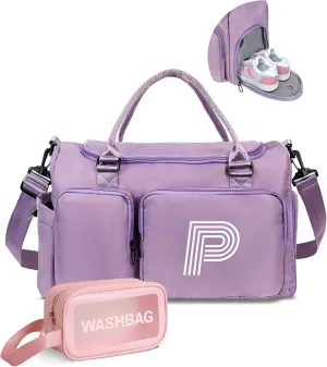 Initial Duffel Bag for Girls, Kids Duffel Bag, Graduation Gift Ideas 2025, Overnight Bag Sleepover Bag Gifts for women, Birthday Gifts for 8 9 10 11 12 13 14 15 16 17 18Year Old Girls