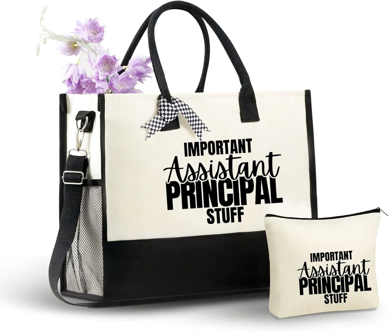InnoBeta Assistant Principal Gifts for Women Canvas Tote Bag, Assistant Principal Gifts Tote with Top Zipper Closure and Shoulder Strap for Birthday, Mother's Day, Christmas