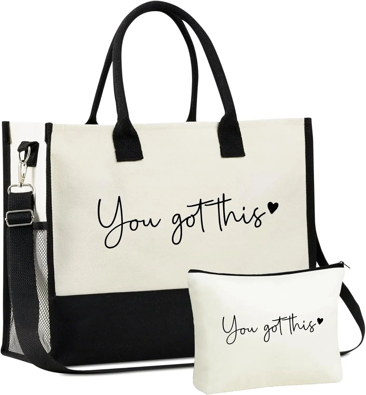 InnoBeta Inspirational Gifts for Women Canvas Tote Bag, You Got This Gifts, Tote with Top Zipper Closure and Shoulder Strap