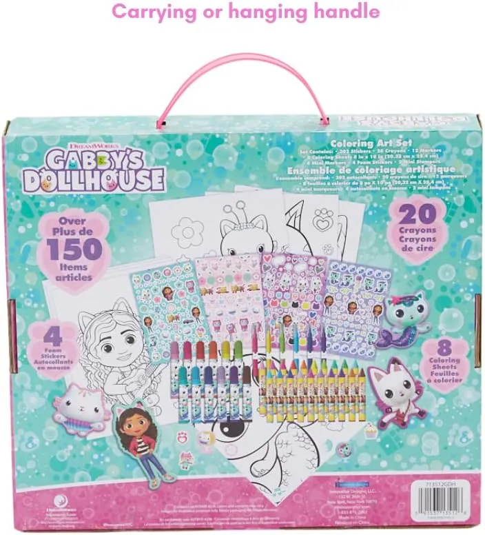 Innovative Designs Gabby's Dollhouse Coloring Art Set for Kids with Stickers and Stampers, 150  Pieces
