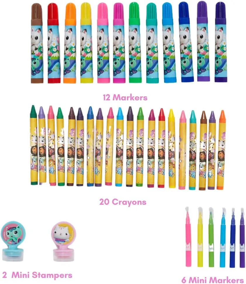 Innovative Designs Gabby's Dollhouse Coloring Art Set for Kids with Stickers and Stampers, 150  Pieces