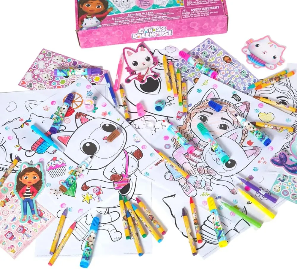 Innovative Designs Gabby's Dollhouse Coloring Art Set for Kids with Stickers and Stampers, 150  Pieces