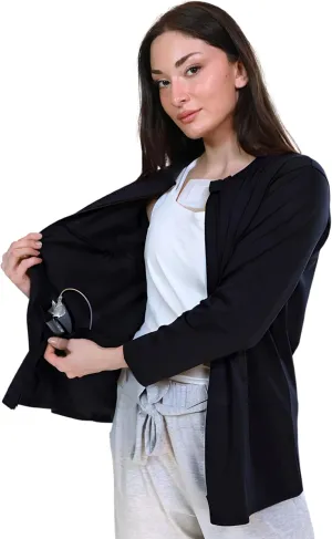 Inspired Comforts Women's Mastectomy Recovery Full Sleeves Front Open Zip Up Shirt with Drain Pockets