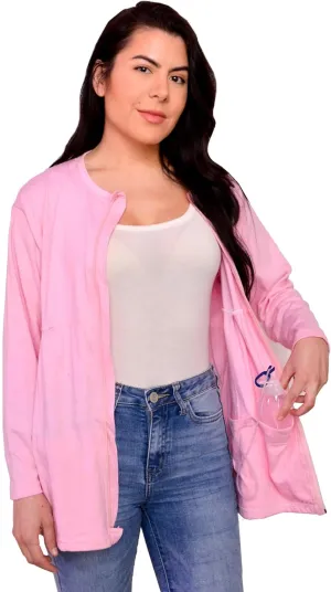 Inspired Comforts Women's Mastectomy Recovery Full Sleeves Front Open Zip Up Shirt with Drain Pockets