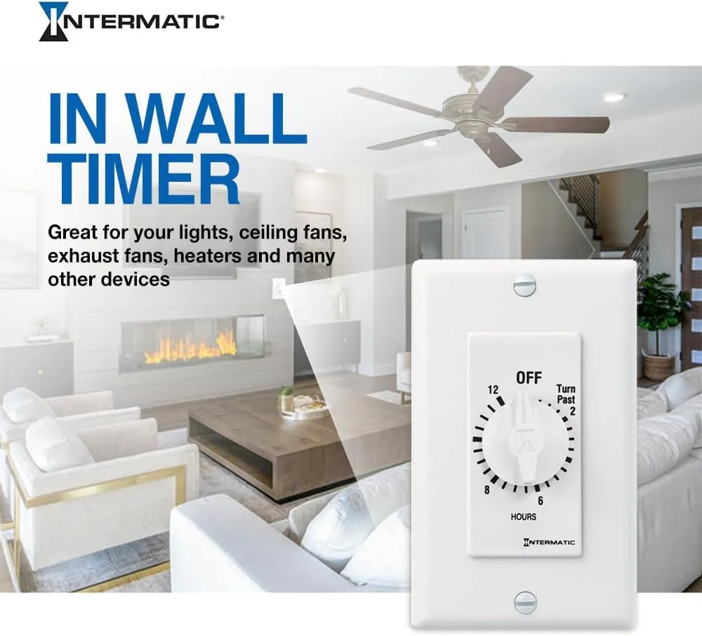 Intermatic SW15MWK 15-Minute Spring Wound Timer, White - Energy-Saving Control for Lights and Appliances - Easy Installation and Operation