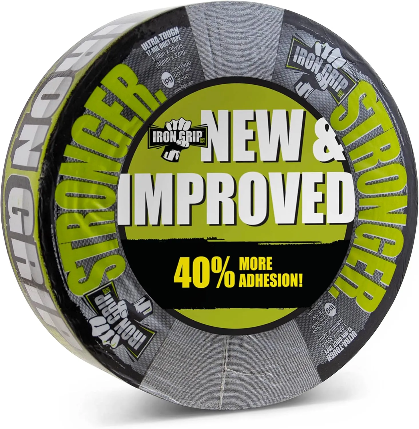 IPG Iron Grip Heavy Duty Duct Tape, 1.88" x 35 yd, Black (Single Roll) - IG235