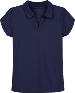 IZOD Girls' School Uniform Short Sleeve Polo Shirt, Button Closure, Moisture Wicking/Performance Material, Fade Resistant