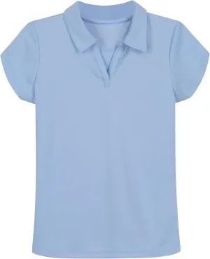 IZOD Girls' School Uniform Short Sleeve Polo Shirt, Button Closure, Moisture Wicking/Performance Material, Fade Resistant