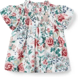 Janie and Jack Girl's Floral Smocked Blouse (Toddler/Little Kids/Big Kids)