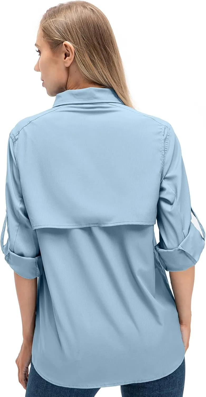 Jessie Kidden Women's Quick Dry Sun UV Protection Convertible Long Sleeve Shirts for Hiking Camping Fishing Sailing