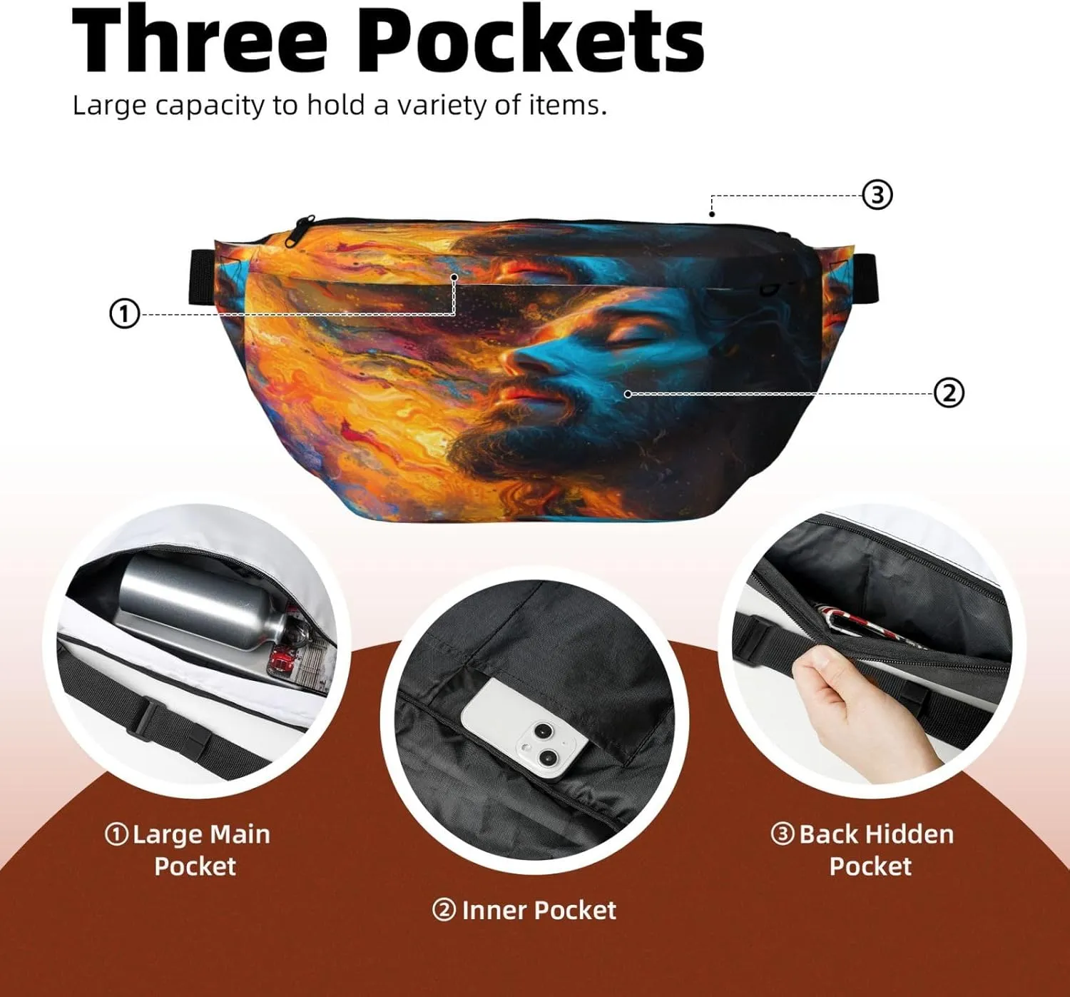 Jesus Fanny Pack For Women Man,Religious Christ Church God Waist Belt Bag Crossbody For Sports Travel Hiking Running Jogging