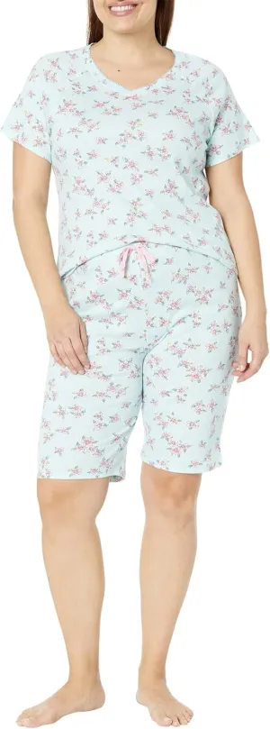 Karen Neuburger Short Sleeve V-Neck Bermuda PJ Set