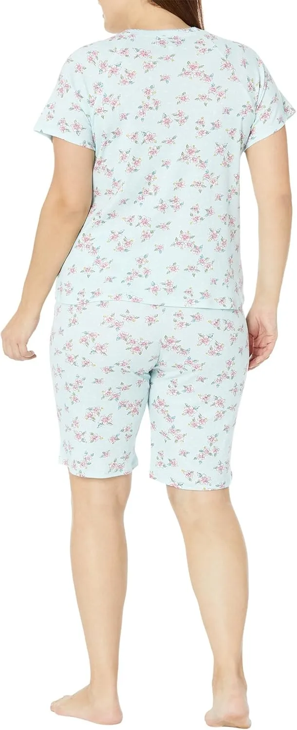 Karen Neuburger Short Sleeve V-Neck Bermuda PJ Set