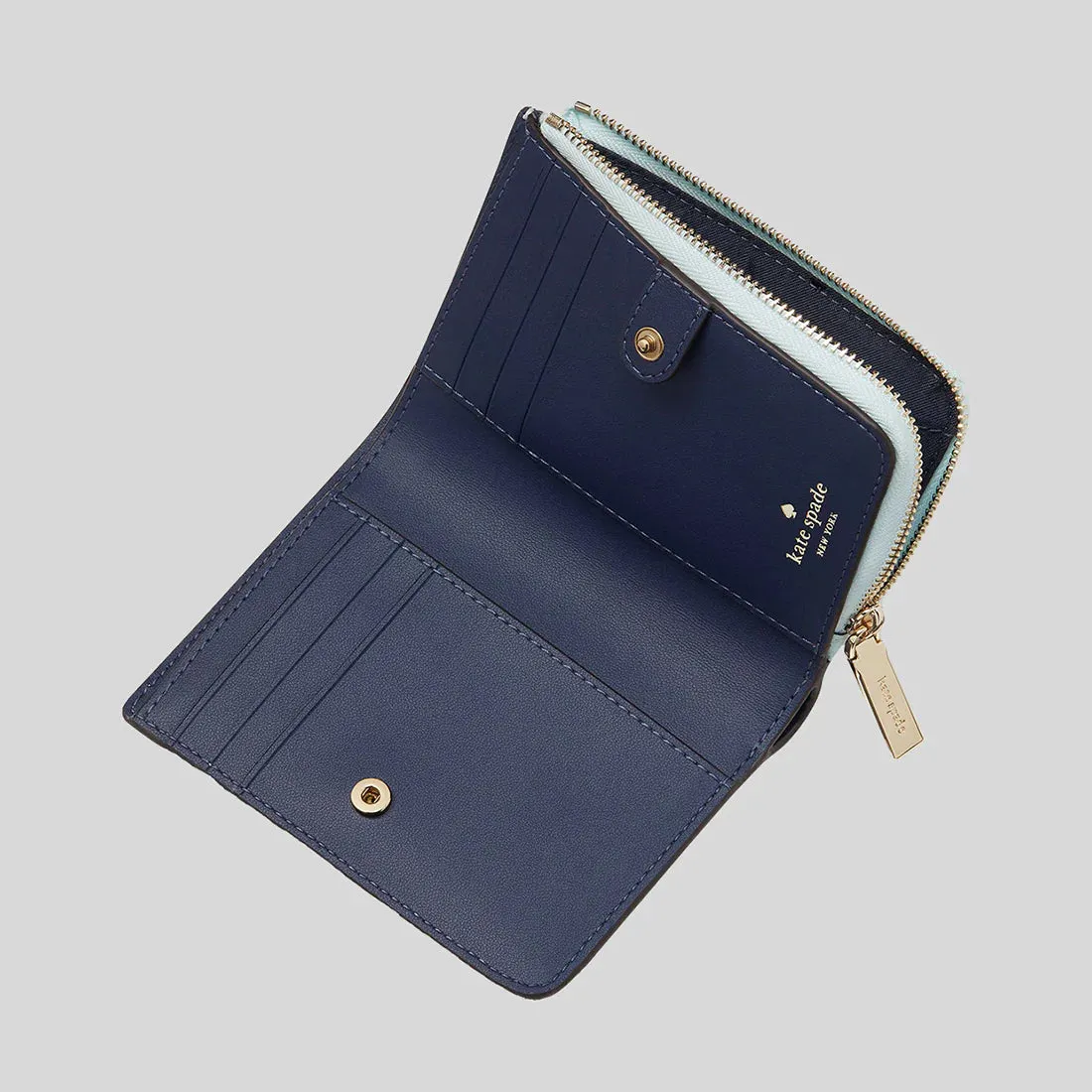 KATE SPADE Madison Small L Zip Wallet Blue Glow RS-KH615