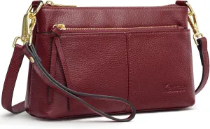Kattee Leather Crossbody Bags for Women, Small Wristlet Purses for Women