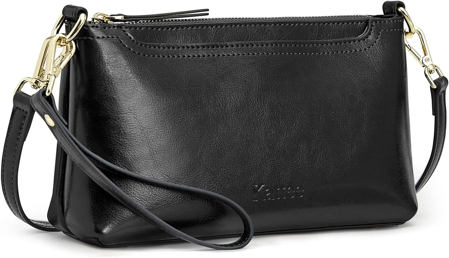 Kattee Leather Crossbody Bags for Women Trendy, Small Shoulder Purses and Handbags, Clutch Wristlet Wallet with 2 Straps