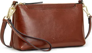 Kattee Leather Crossbody Bags for Women Trendy, Small Shoulder Purses and Handbags, Clutch Wristlet Wallet with 2 Straps