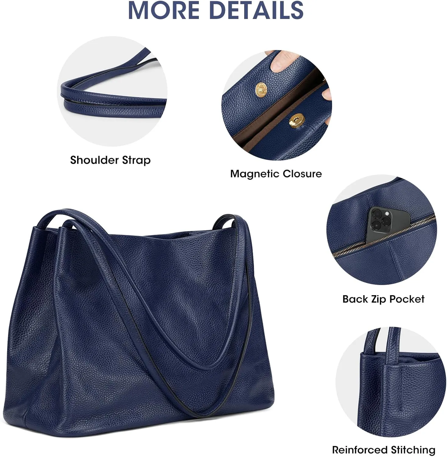 Kattee Leather Tote Bags for Women, Casual Shoulder Hobo Purses and Handbags, Top Magnetic Snap Closure