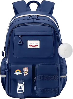 Kawaii Girls Backpack for Kids Teens Cute Laptop Bookbag for College Middle High Elementary School Student, Blue