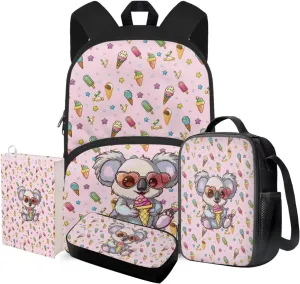 Kawaii Koala Teen Backpacks for Girl Middle School Fashion Shoulder Bag for School Teens Leakproof Freezable Lunch Bag with Strap for School Students