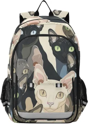 Kawaii Sphynx Cats School Backpack for Girls-Boys Elementary School Bookbag Daypack for Kids