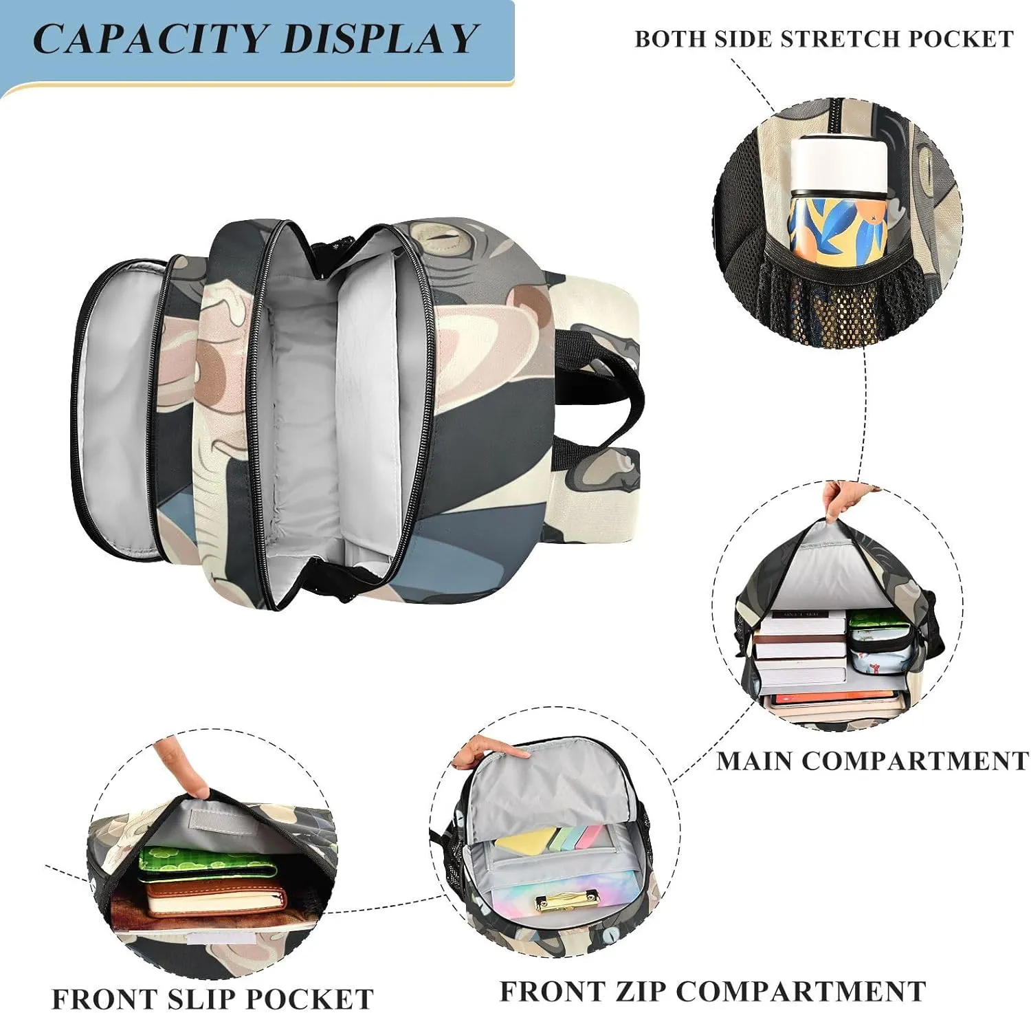 Kawaii Sphynx Cats School Backpack for Girls-Boys Elementary School Bookbag Daypack for Kids
