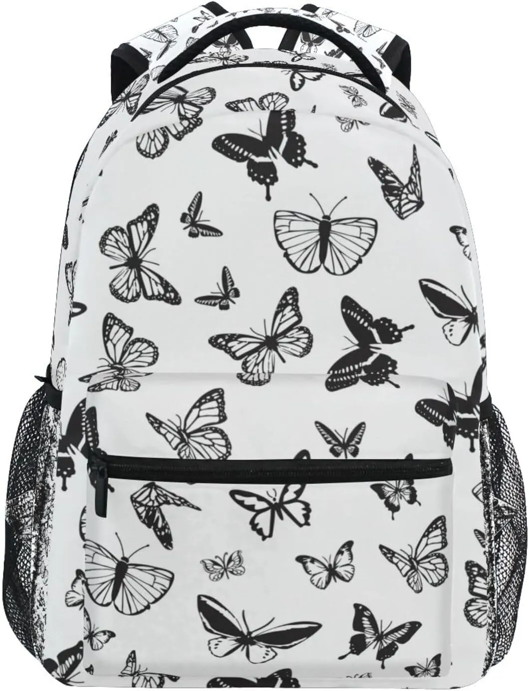 Kcldeci Butterfly Toddler Backpack for School Butterflies Black and White Boys Girls Kids School Bags Bookbag Elementary Children Bookbags Casual Travel Back Pack