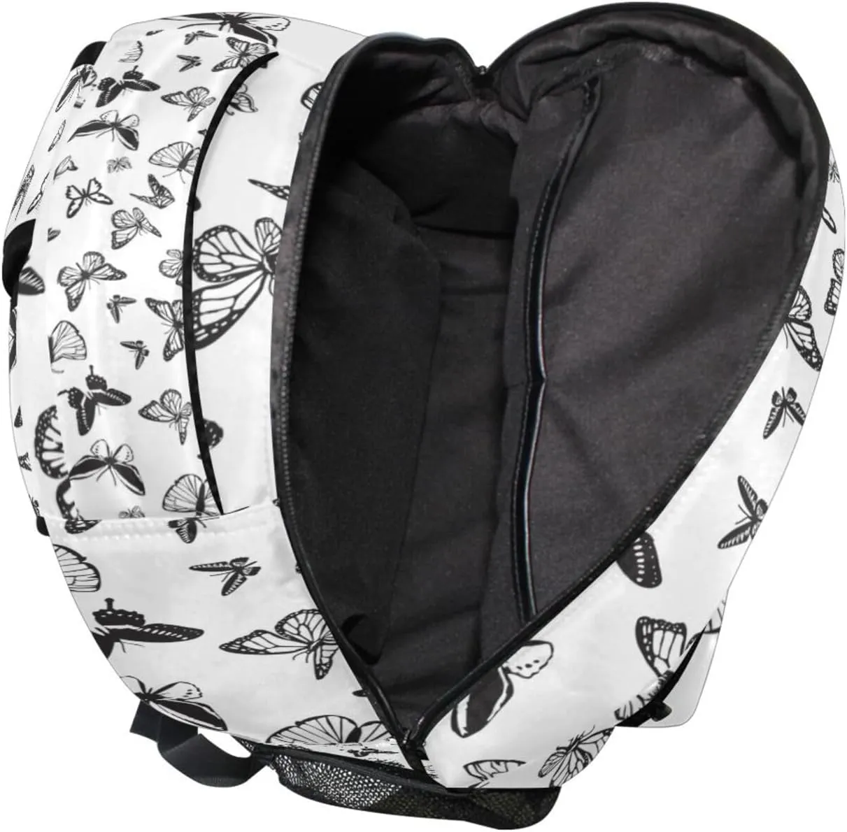 Kcldeci Butterfly Toddler Backpack for School Butterflies Black and White Boys Girls Kids School Bags Bookbag Elementary Children Bookbags Casual Travel Back Pack