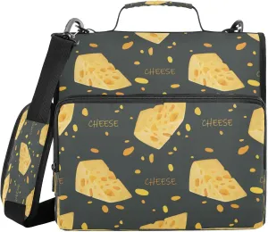 Kcldeci Cheese with Holes 3 Ring Binder with Zipper,500 Sheet Trapper Keeper Organizer 1.5inch Binder Bag with Shoulder Strap Documents Storage for School and Office