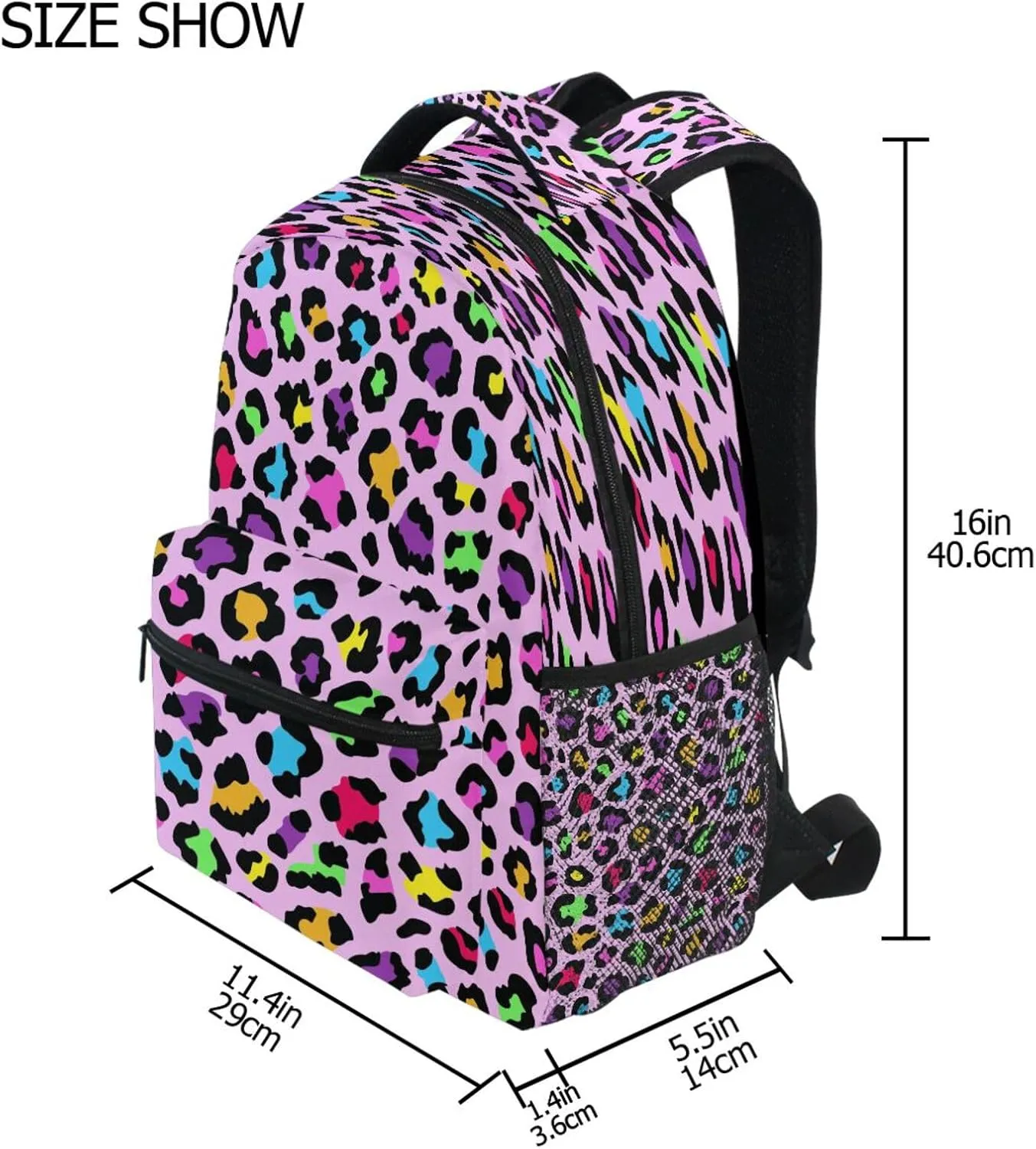 Kcldeci Toddler Backpack for School Rainbow Cheetah Leopard Boys Girls Kids School Bags Bookbag Elementary Children Bookbags Casual Travel Back Pack
