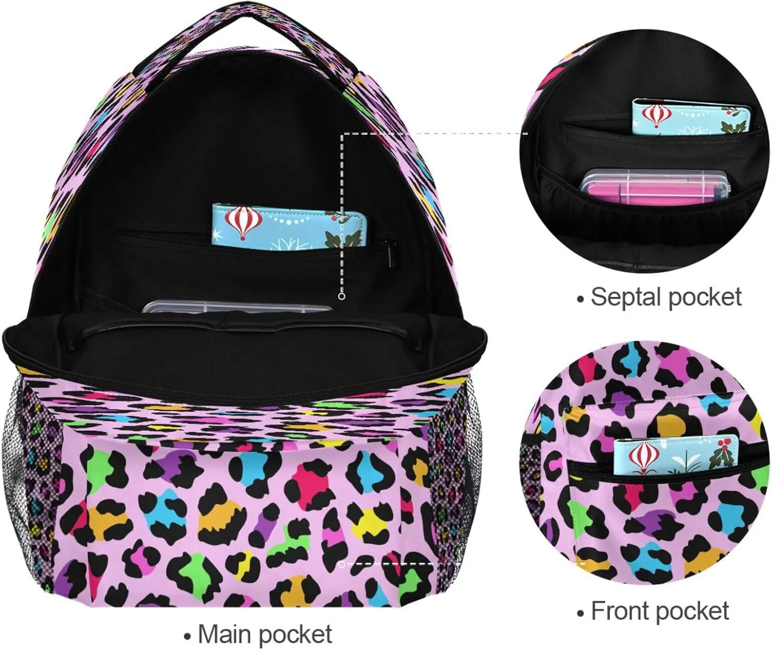Kcldeci Toddler Backpack for School Rainbow Cheetah Leopard Boys Girls Kids School Bags Bookbag Elementary Children Bookbags Casual Travel Back Pack