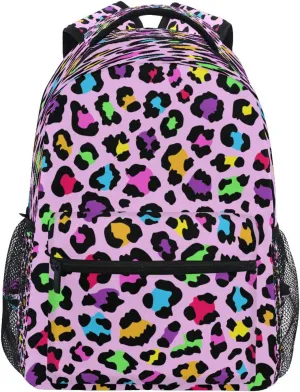 Kcldeci Toddler Backpack for School Rainbow Cheetah Leopard Boys Girls Kids School Bags Bookbag Elementary Children Bookbags Casual Travel Back Pack
