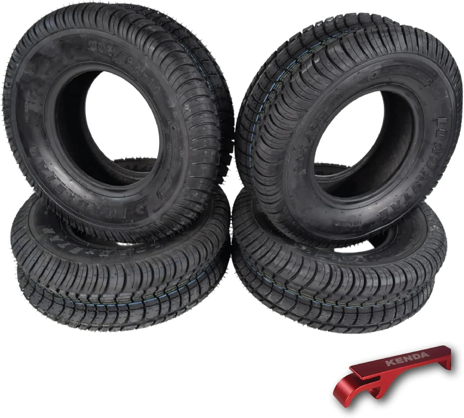 Kenda K399 205/65-10 Loadstar Trailer Tire Bias-Ply Tire for Superior Towing Performance with Enhanced Stability for Utility Trailers, Cargo Trailers, and Boats with Kenda Keychain (4 Pack)