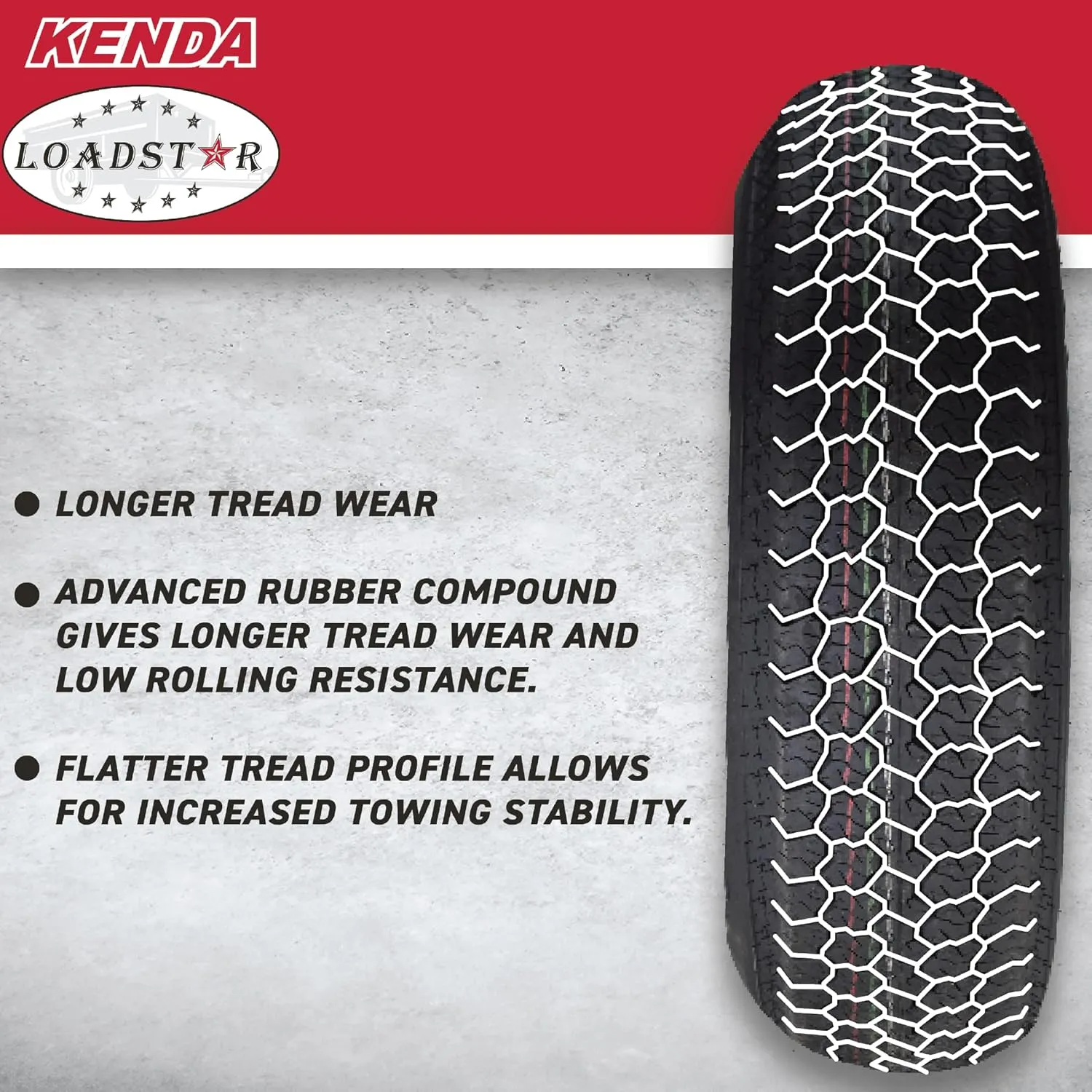 Kenda K399 205/65-10 Loadstar Trailer Tire Bias-Ply Tire for Superior Towing Performance with Enhanced Stability for Utility Trailers, Cargo Trailers, and Boats with Kenda Keychain (4 Pack)