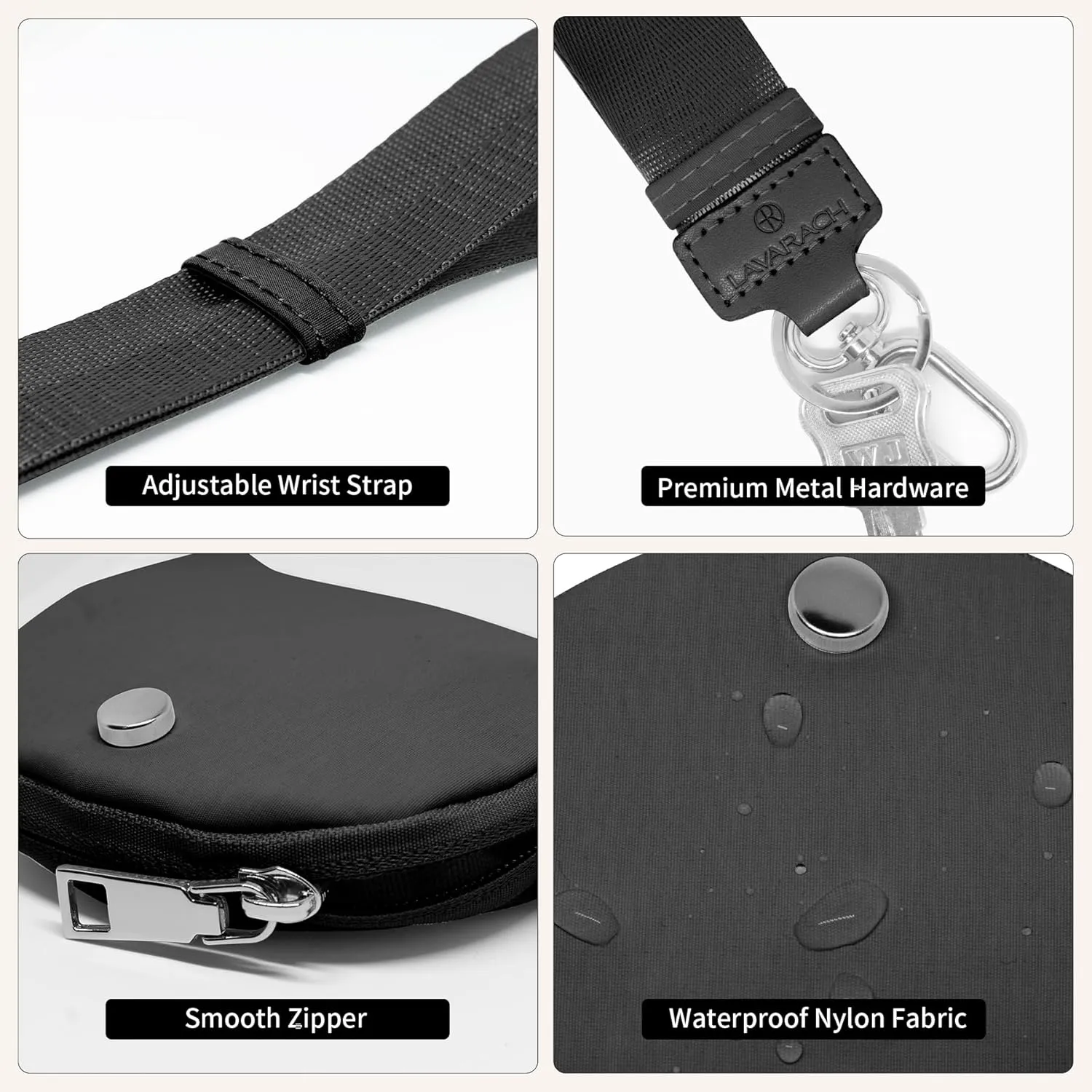 Keychain Wristlet Wallet for Women Zippered Dual Pouch Wristlet Nylon Coin Purse Small Wallet with Key Ring