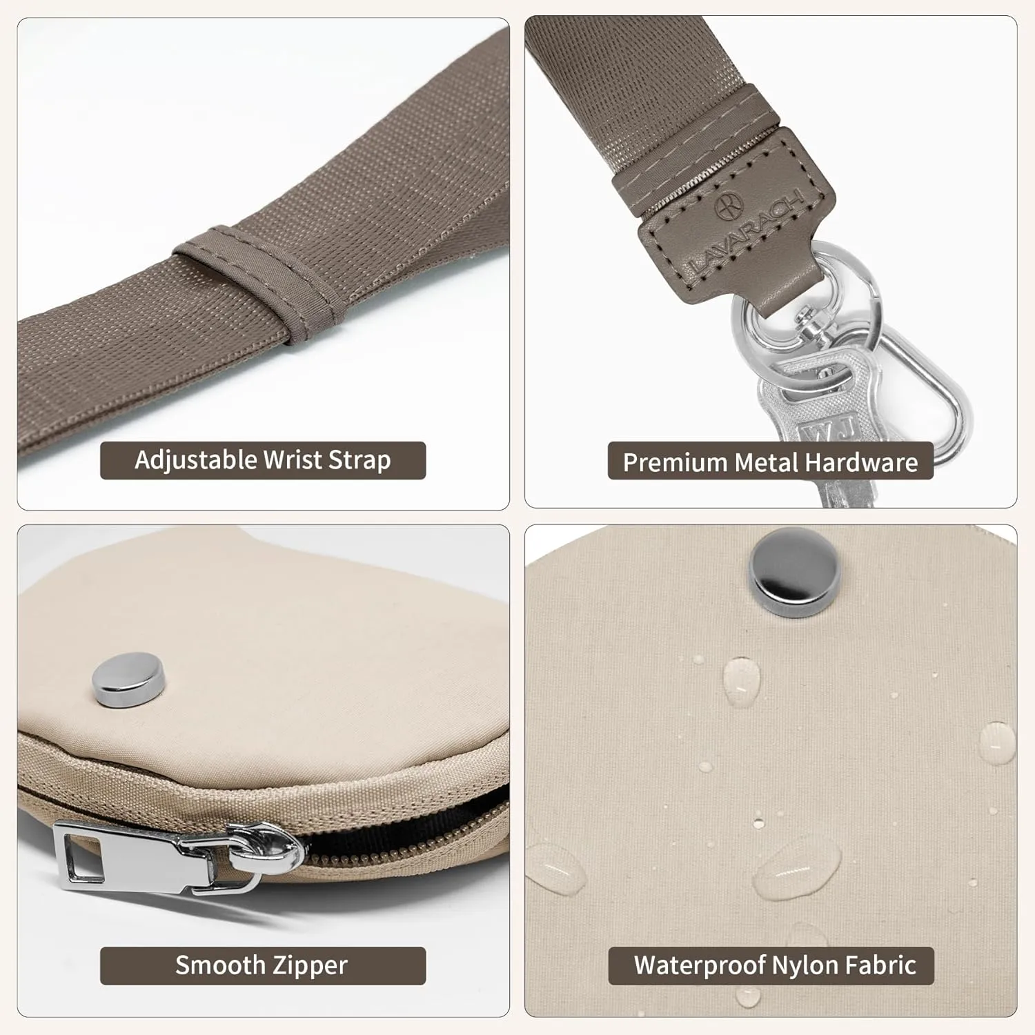 Keychain Wristlet Wallet for Women Zippered Dual Pouch Wristlet Nylon Coin Purse Small Wallet with Key Ring