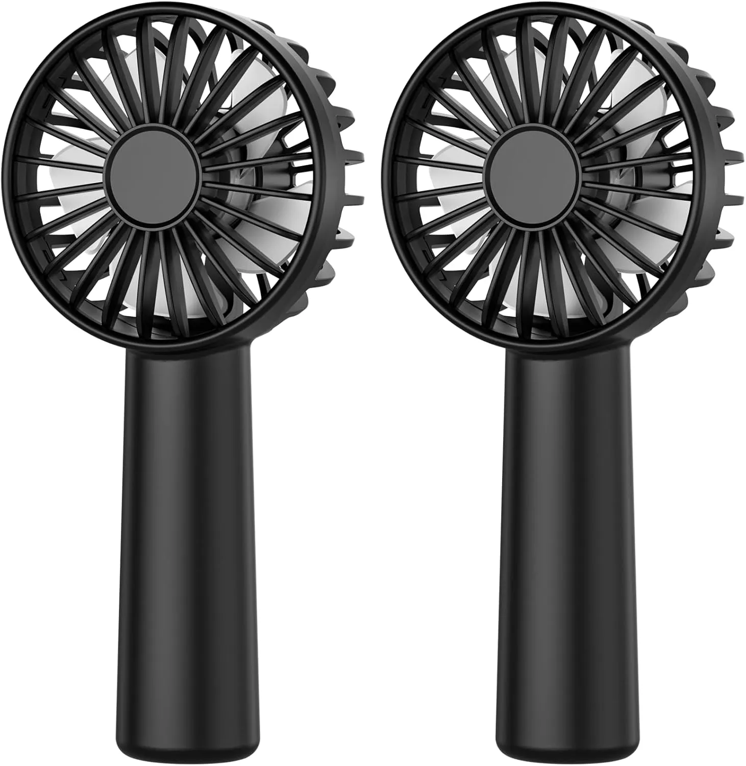 KIDEE Portable Mini Fan, 2 Pack Handheld Fan with 3 Speeds, Hand Fans USB Rechargeable, Battery Powered Personal Fan for Travel, Small Lash Fan for Women Girls, Black