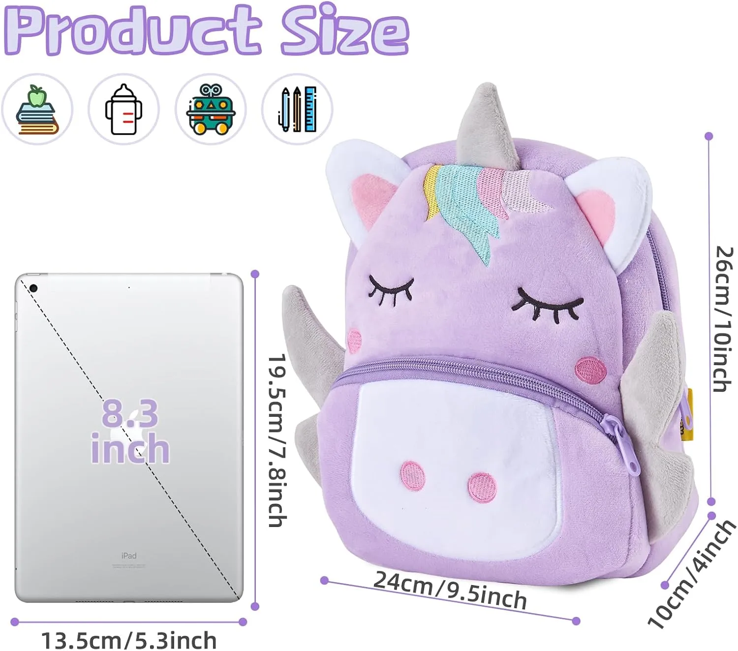 Kids Backpack for Boys Girls, Cute Toddler Backpack Preschool Kindergarten Child Bookbag, Mini Travel Bag for Ages 2-6 Year Old Birthday Gift