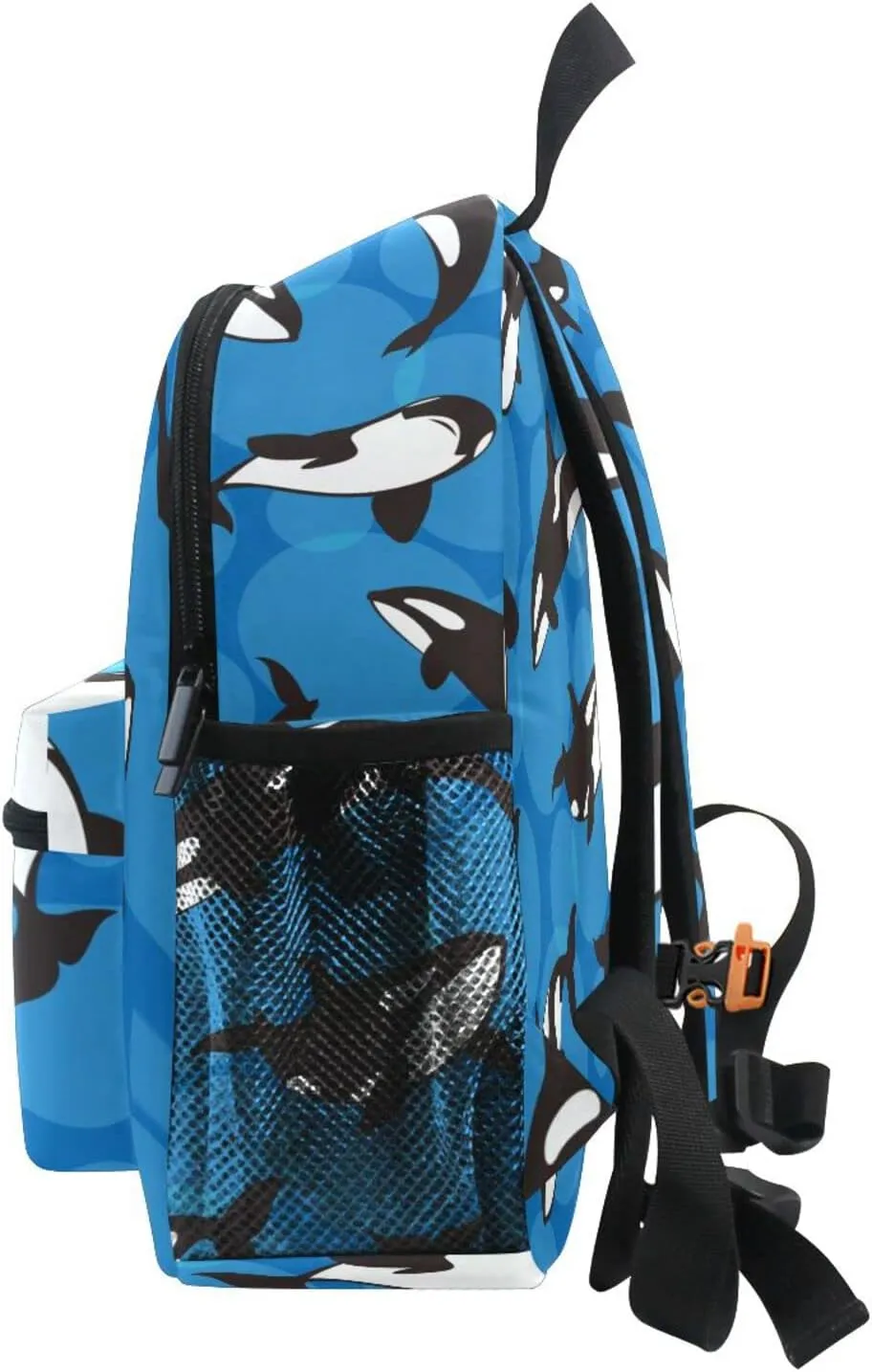 Kids Backpack for Boys Orca Killer Whale Blue Toddler Bags Children Preschool Kindergarten Small Chest Strap