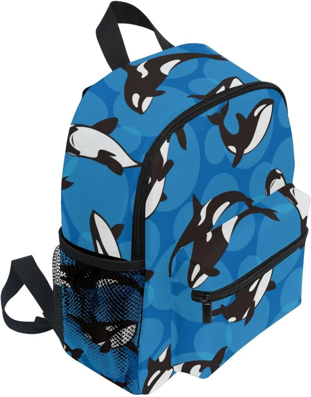 Kids Backpack for Boys Orca Killer Whale Blue Toddler Bags Children Preschool Kindergarten Small Chest Strap