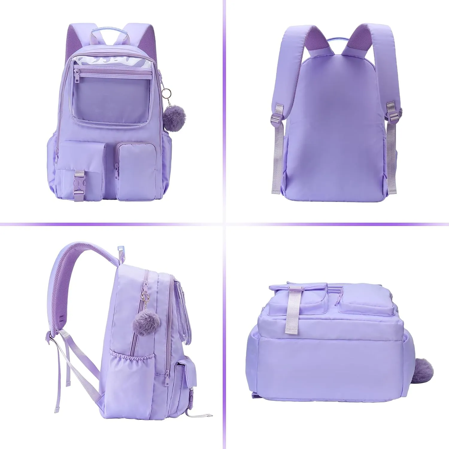 Kids Backpack for Girls Bookbag College Middle High School Bag for Student Purple Plain Ita Bag