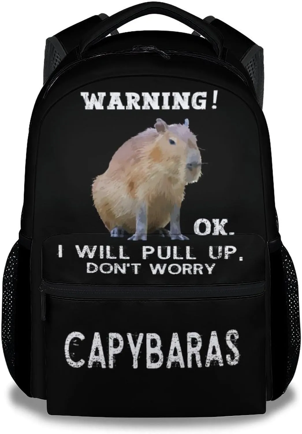 Kids Backpack for School - 16 Inches Black Backpacks for Girls, Boys - Funny Bookbag for Middle School