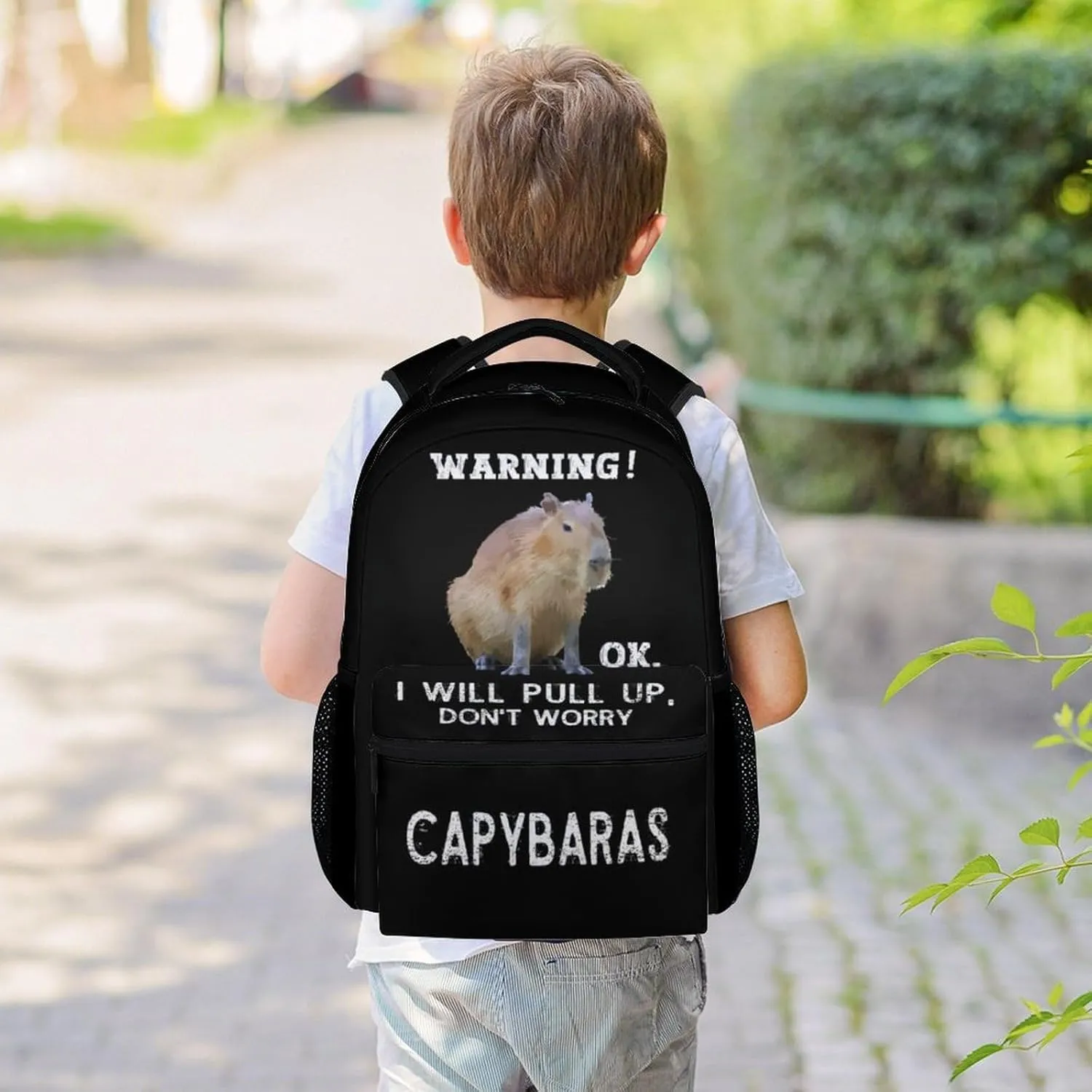 Kids Backpack for School - 16 Inches Black Backpacks for Girls, Boys - Funny Bookbag for Middle School
