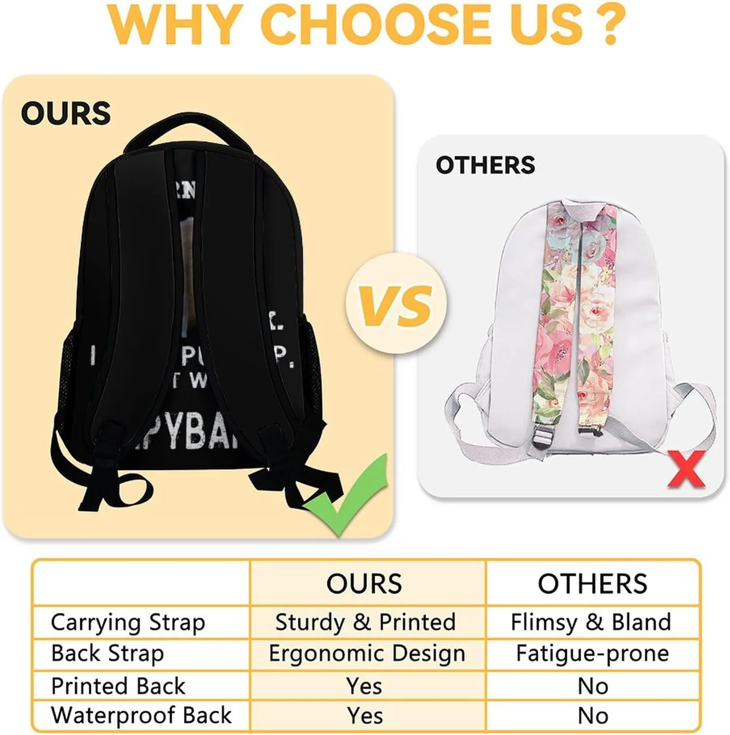 Kids Backpack for School - 16 Inches Black Backpacks for Girls, Boys - Funny Bookbag for Middle School